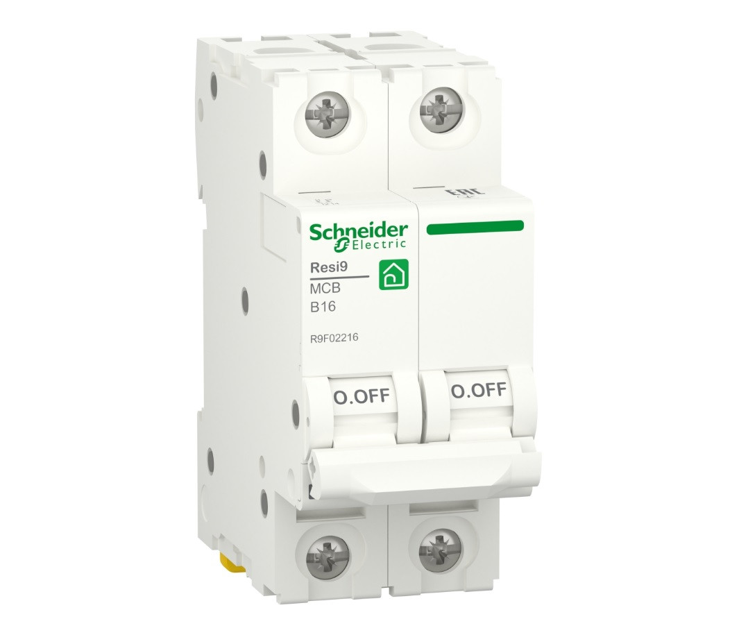 Автоматичний вимикач 2p B 16A, 6kA, Schneider Electric, Resi9, R9F02216, фото 1