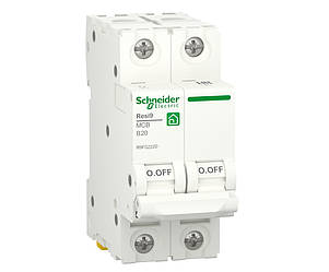 Автоматичний вимикач 2p B 20A, 6kA, Schneider Electric, Resi9, R9F02220