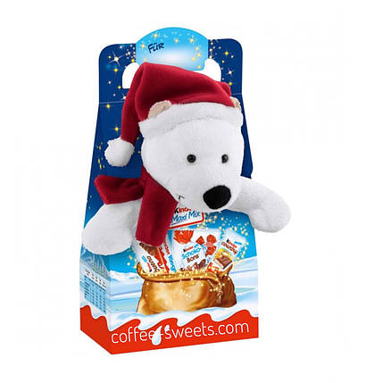 Набір новорічний з м'якою іграшкою Kinder Maxi Mix (Ведмежатко) 133g, фото 1