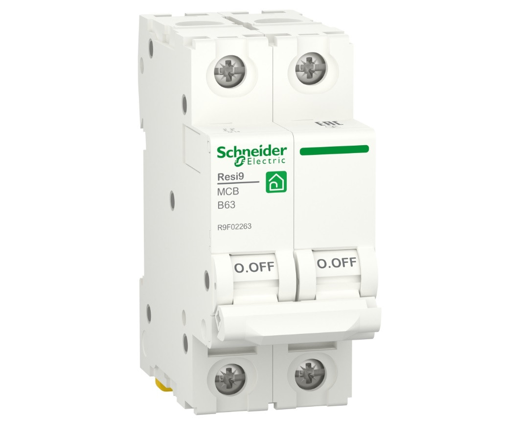 Автоматичний вимикач 2p B 63A, 6kA, Schneider Electric, Resi9, R9F02263, фото 1