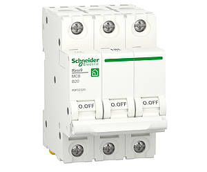 Автоматичний вимикач 3p B 20A, 6kA, Schneider Electric, Resi9, R9F02320