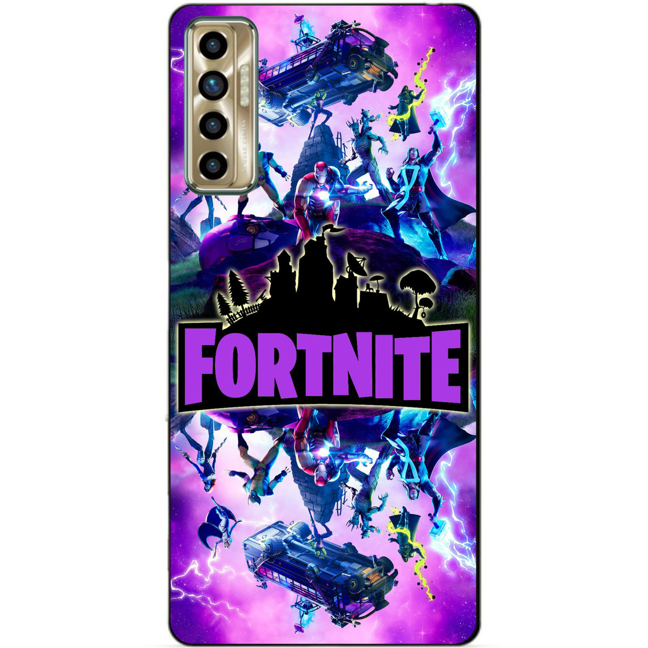 Силіконовий бампер чохол для Tecno Camon 17P з малюнком Fortnite Marvel
