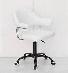 Крісло Jeff CH - OFFICE білий екокожа з підлокітниками, на чорній хрестовині з колесами