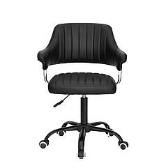 Крісло Jeff CH - OFFICE чорний екокожа з підлокітниками, на чорній хрестовині з колесами