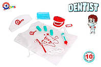 Игрушка Набор стоматолога 7358 (12) "ТЕХНОК", 10 элементов, халат, шапочка, челюсть, инструменты, в