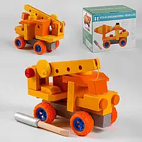 Игрушка Деревянный Конструктор С 48163 (48) Автокран , 14 деталей, отвертка, в коробке