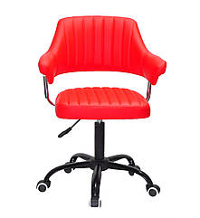 Крісло Jeff CH - OFFICE червоний екокожа з підлокітниками, на чорній хрестовині з колесами