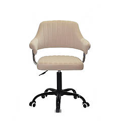 Крісло Jeff CH - OFFICE оксамит бежевий В-1005 з підлокітниками, на чорній хрестовині з колесами