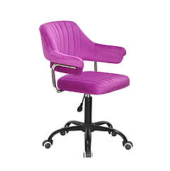 Крісло Jeff CH - OFFICE оксамит бузковий В-1022 з підлокітниками, на чорній хрестовині з колесами