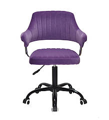 Крісло Jeff CH - OFFICE пурпуровий оксамит В-1013 з підлокітниками, на чорній хрестовині з колесами