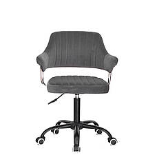 Крісло Jeff CH - OFFICE оксамит сірий В-1004 з підлокітниками, на чорній хрестовині з колесами