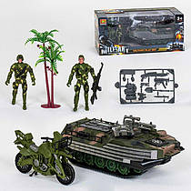 Іграшка Набір військової техніки HW-S 3507 (24) 6 елементів, 2 солдата, танк з інерцією, мотоцикл, аксе