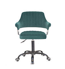 Крісло Jeff CH - OFFICE оксамит зелений-1003 з підлокітниками, на чорній хрестовині з колесами