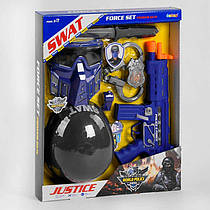 Іграшка Набір поліції 34710 (18) 7 елементів, автомат з вібрацією, світлом і звуком, каска, маска з