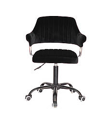 Крісло Jeff CH - OFFICE оксамит чорний В-1011 з підлокітниками, на чорній хрестовині з колесами