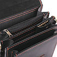 Чоловіча сумка-планшет з ручкою та плечовим ременем з натуральної шкіри (чорна з коричневою ниткою), фото 10