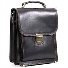 Чоловіча сумка-планшет з ручкою та плечовим ременем компактного розміру з натуральної шкіри