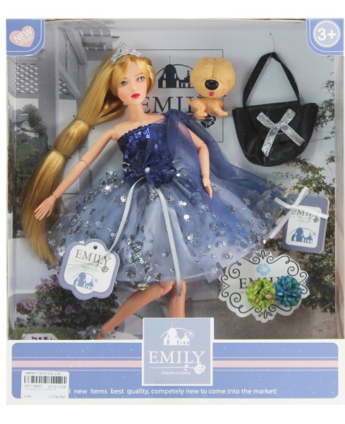 Лялька красива шарнірна 29 см з собачкою та аксесуарами "Emily" QJ089А