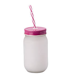 Банка для сублімації з кришкою та трубочкою 450 мл (малинова)