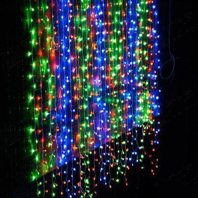 Гірлянда штора водоспад на вікно Мультиколор 1,5 х 1,5 м 200LED