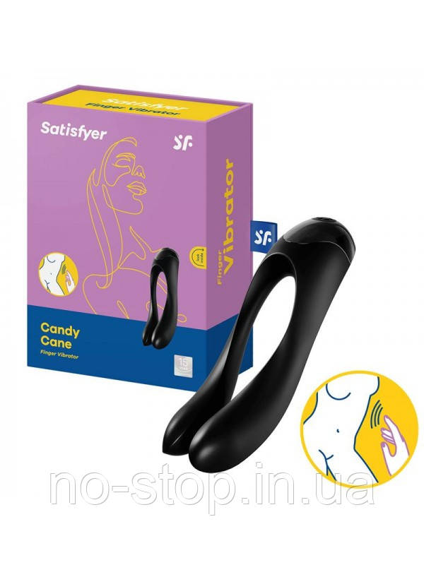 Вібратор для подвійної стимуляції Candy Cane Finger Вібратор ( Black ), фото 1