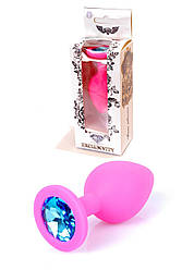 Анальна пробка -Jewellery Pink Silikon PLUG MediumLight Blue Diamond