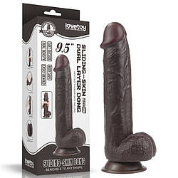 Фалоімітатор 9.5" Sliding Skin Dual Layer Dong Brown