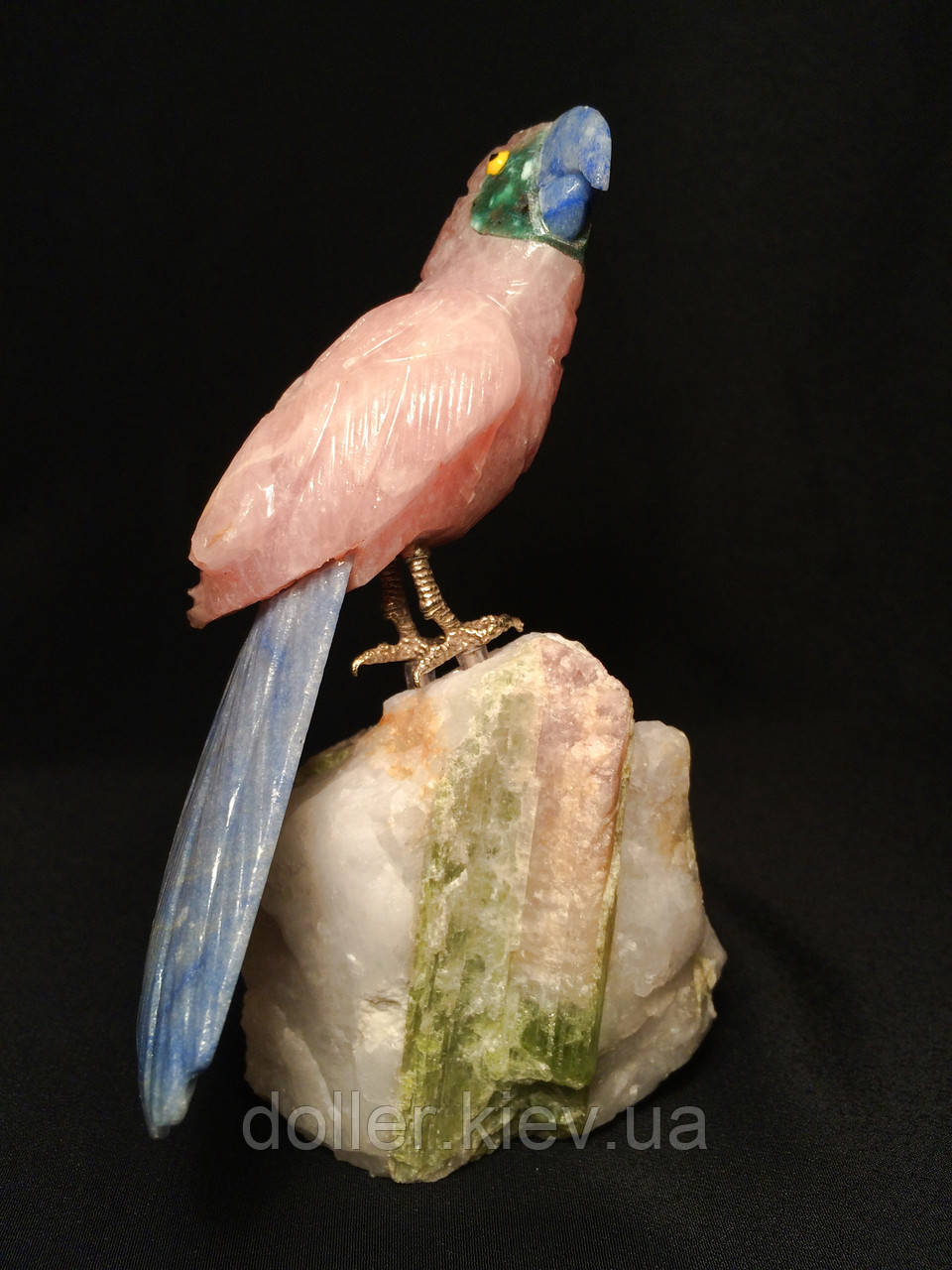 Пташка з натурального каменю 18 див. (блакитний кварц, рожевий кварц)