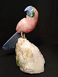 Пташка з натурального каменю 18 див. (блакитний кварц, рожевий кварц), фото 3