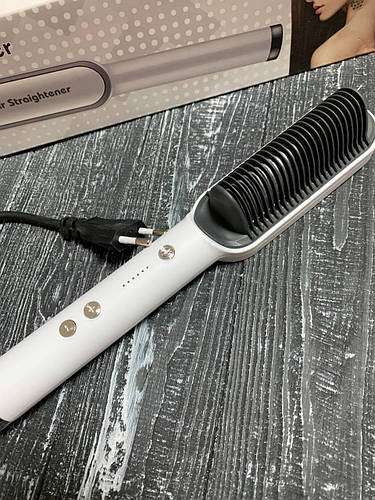 Расческа выпрямитель для волос белая с турмалиновым покрытием Hair ...