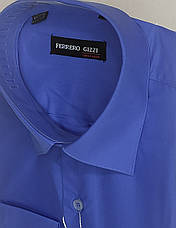Чоловічі класичні однотонні сорочки Ferrero Gizzi vd-0039 з довгим рукавом, блакитна сорочка чоловіча, фото 3