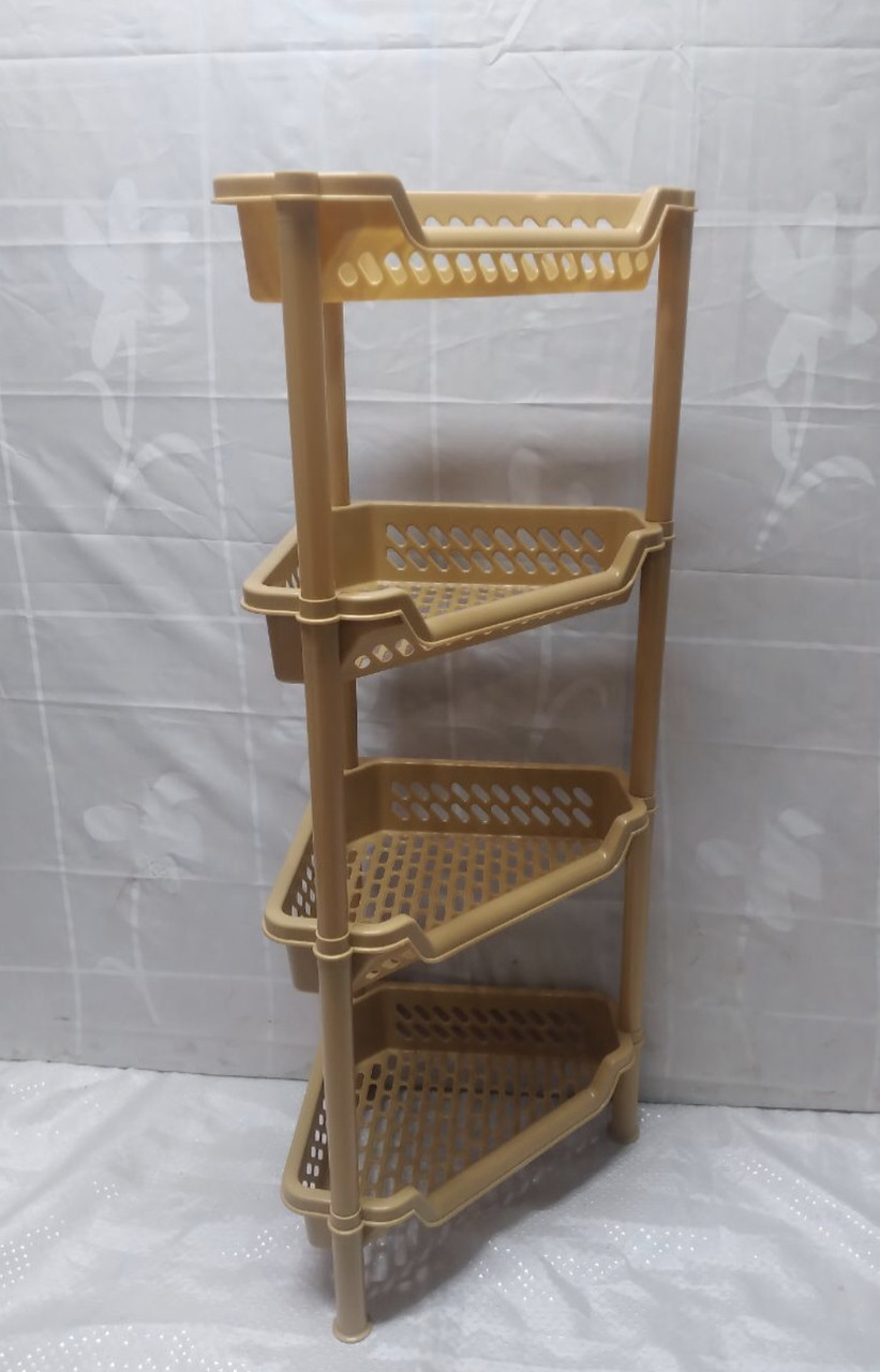 Купить Этажерка пластиковая угловая напольная на 4 яруса розовая, цена ...