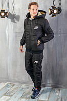 Теплий зимовий лижний спортивний костюм штани куртка на синтепоні вовчі чорний 48 50 52 54