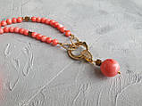 Комплект  ⁇ Рожевий корал ⁇ : намисто та сережки., фото 2