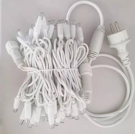 Новорічна вулична світлодіодна гірлянда 100 LED 10м білий каучук 3.3 мм білий теплий + FLASH, фото 2