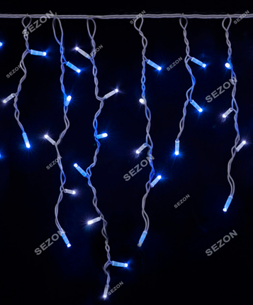 Новорічна світлодіодна вулична гірлянда бахрома 100 LED 3.3 м*0.7 м білий каучук 3.3 мм синьо-білий + BW, фото 1