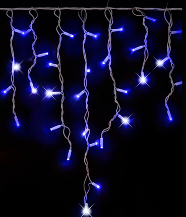 Новорічна світлодіодна вулична гірлянда бахрома 100 LED 3.3 м*0.7 м білий каучук 3.3 мм синій з режимами, фото 1