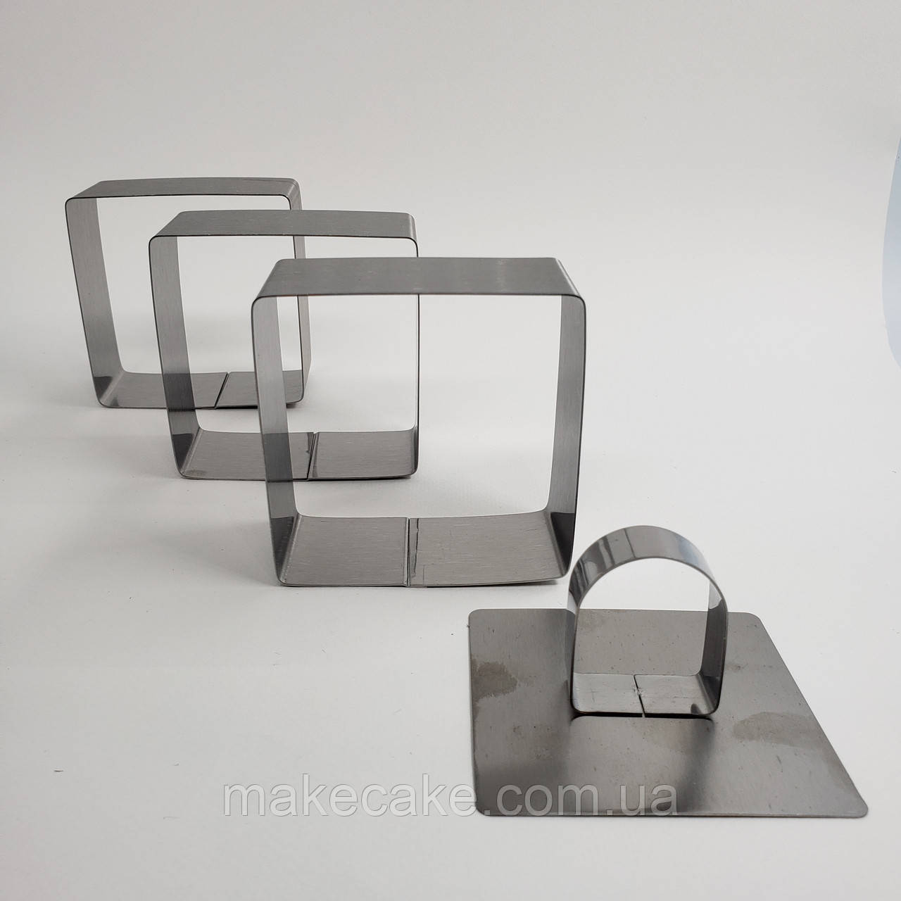 Набір залізних форм без дна з пресом Квадрат 8х8 см — 4 шт., фото 1