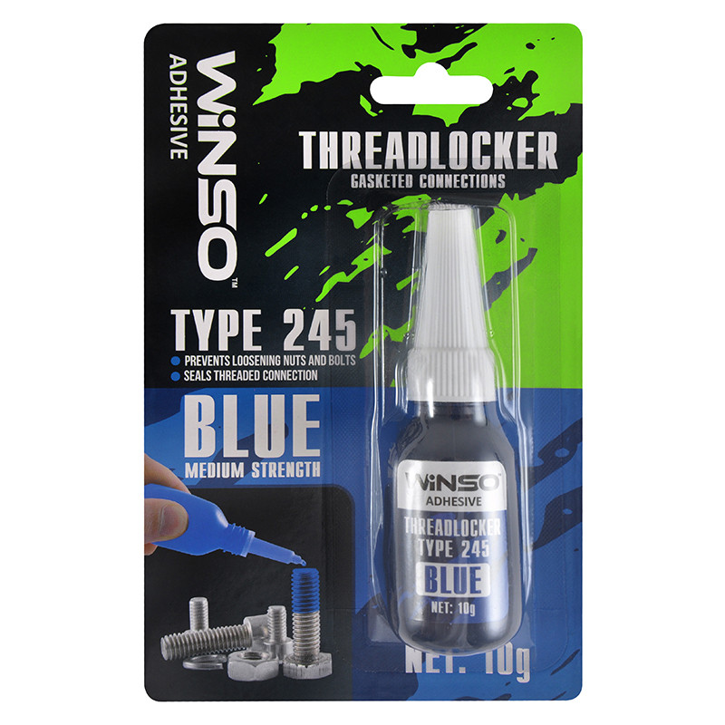 Фіксатор різьби синій для розбірних з'єднань Threadlocker Type 245 Blue 10г WINSO