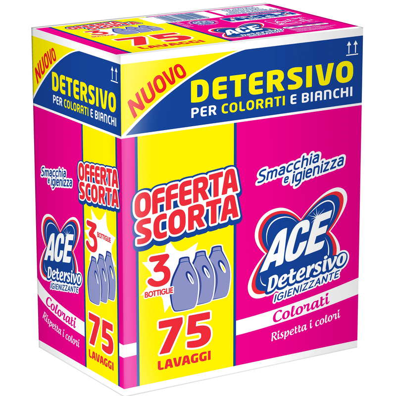 Гель для прання кольорової білизни ACE Colorati 3,7 л 75 прань, фото 1