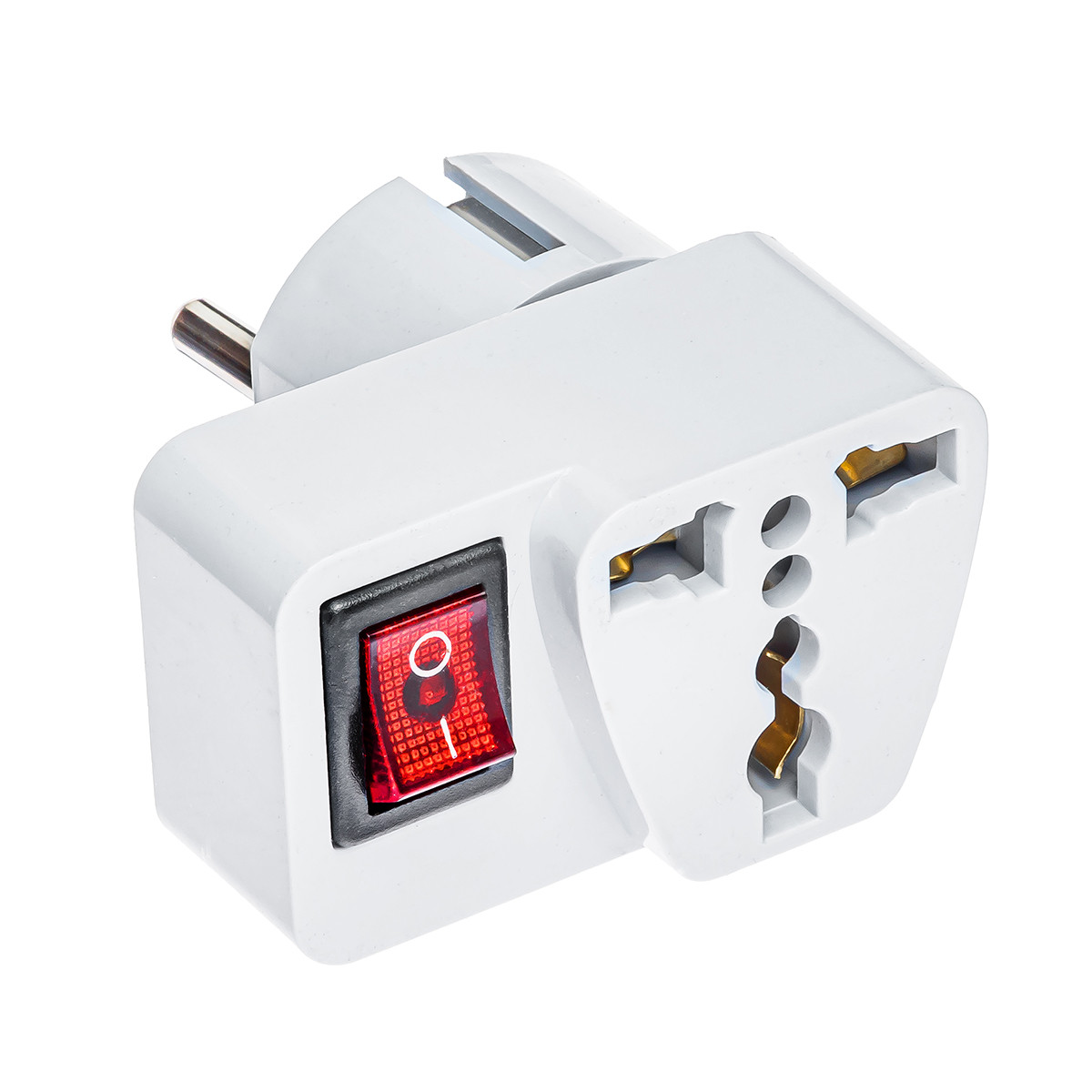 Перехідник під англійську, плоску та євро вилку з ВИКЛЮЧАТЕЛЕМ 12 шт., фото 1