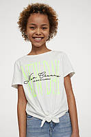 Белая футболка с завязками для девочек H&M 8-10 лет 134-140 см