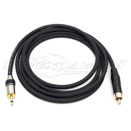Кабель у екрані 1 RCA (тюльпан) на 3.5 мм 2-pin, висока якість, фото 1