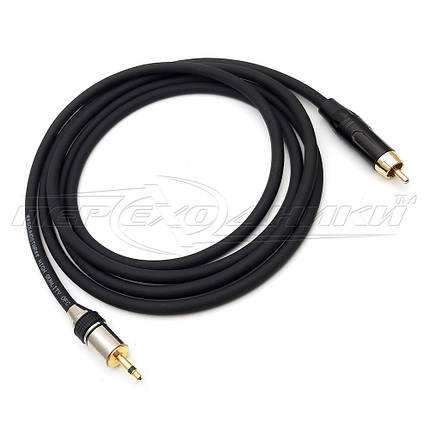 Кабель у екрані 1 RCA (тюльпан) на 3.5 мм 2-pin, висока якість, фото 3