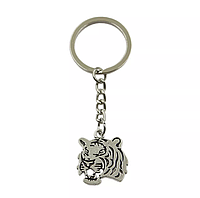 Брелок металлический для ключей, сумок, рюкзаков "Тигр / Tiger FR4" Серебристый