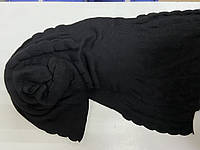 Вязаный шарф черный из натуральной ангоровой нити 150 х 17 см чёрный