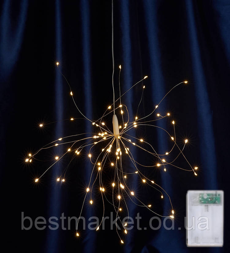 Світлодіодна Гірлянда Феєрверк на Батарейках Теплий Білий, фото 1