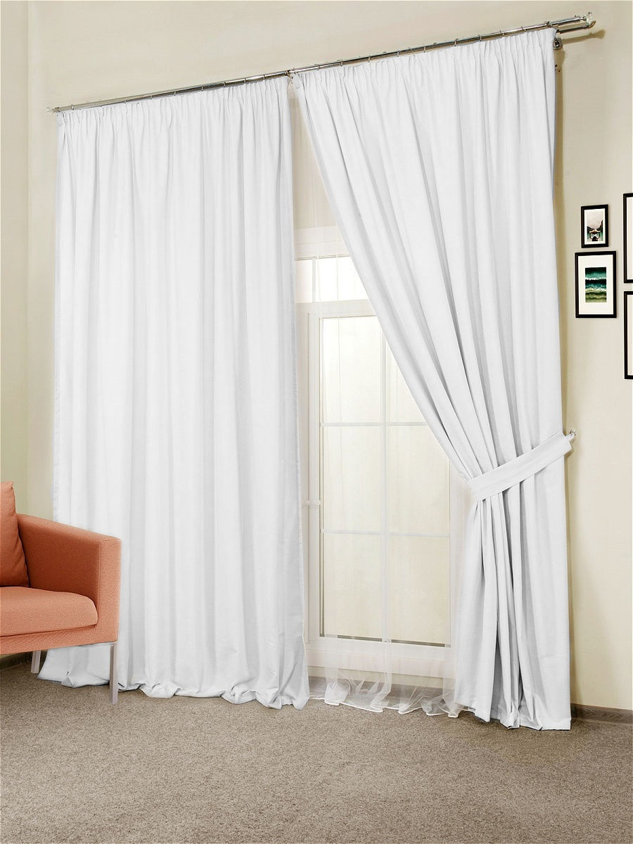 Готові Порт'єри "Кардинал" Білий №9001 (Нубук, Шторна замша)