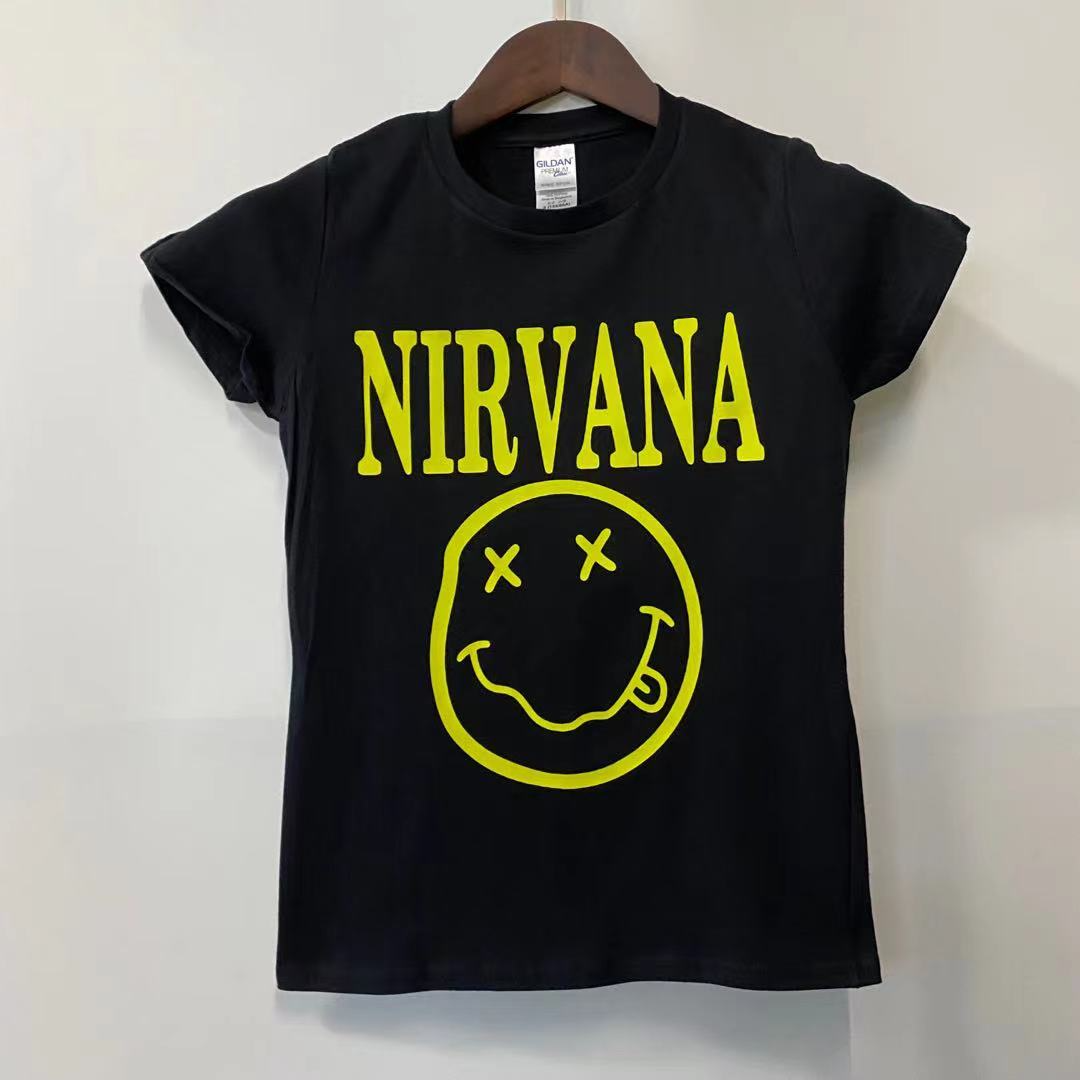 Футболка чорна LOYS рок NIRVANA yellow smile XS