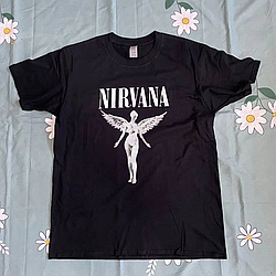 Футболка чорна LOYS рок NIRVANA white angel S